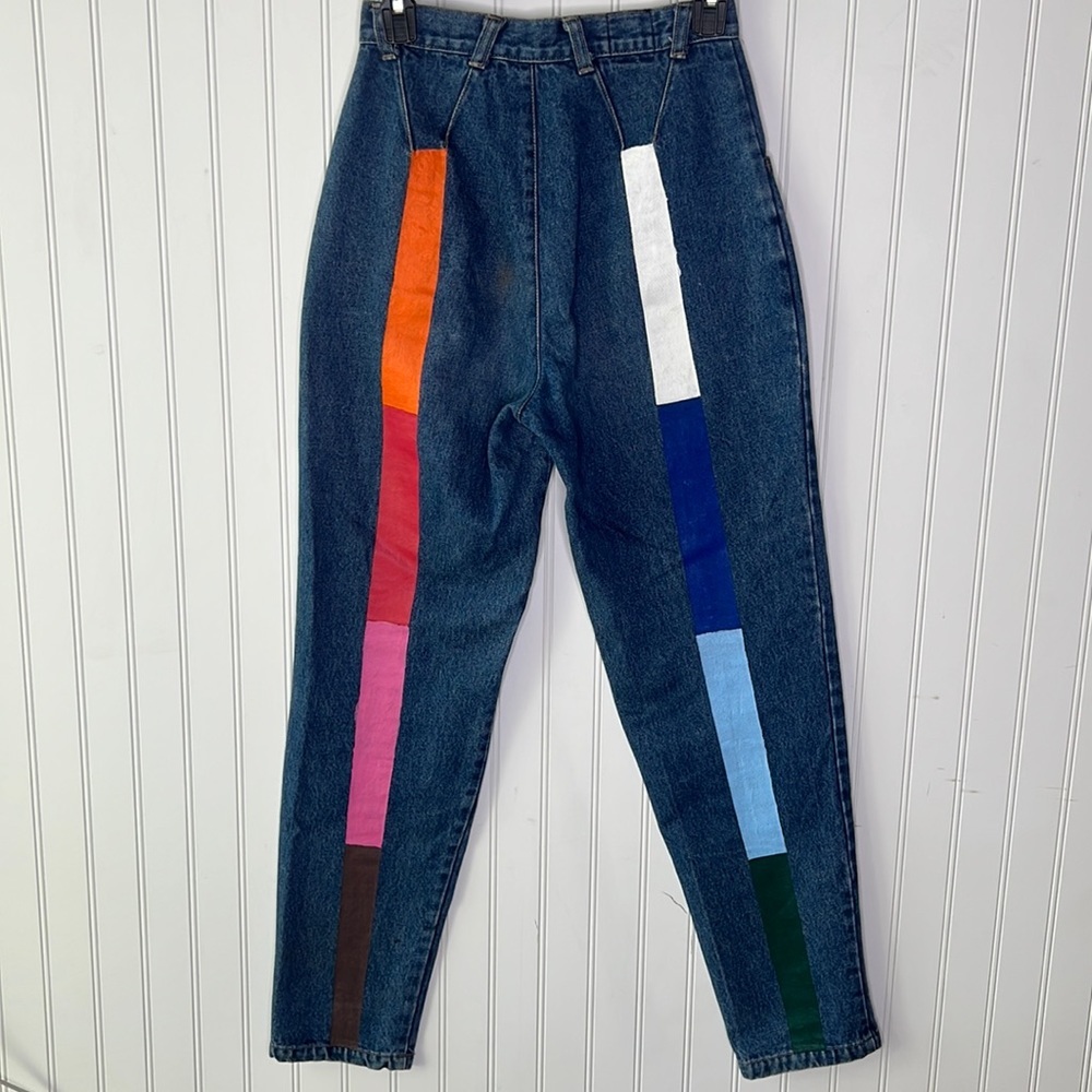 Vintage High Rise Bare Back Rainbow Jeans Size 7 or 25
